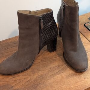 Ecco Brown Leather Dual Zip High Heel Ankle Boot